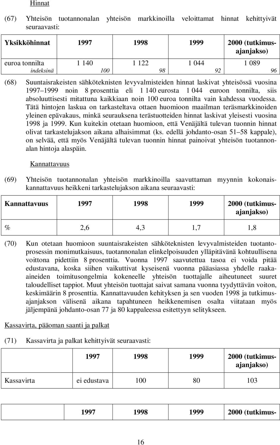 mitattuna kaikkiaan noin 100 euroa tonnilta vain kahdessa vuodessa.