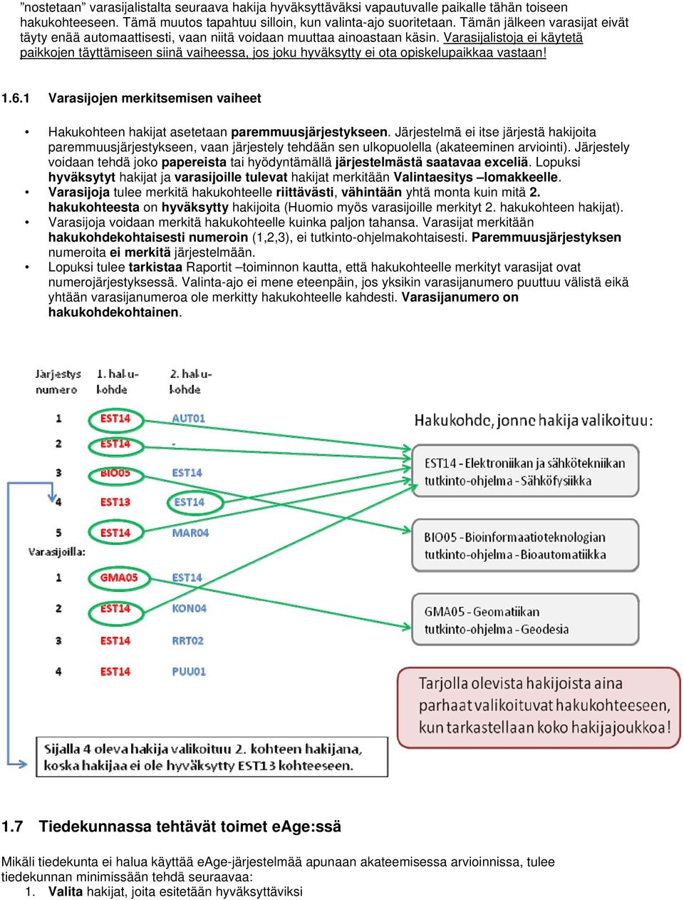 Varasijalistoja ei käytetä paikkojen täyttämiseen siinä vaiheessa, jos joku hyväksytty ei ota opiskelupaikkaa vastaan! 1.6.