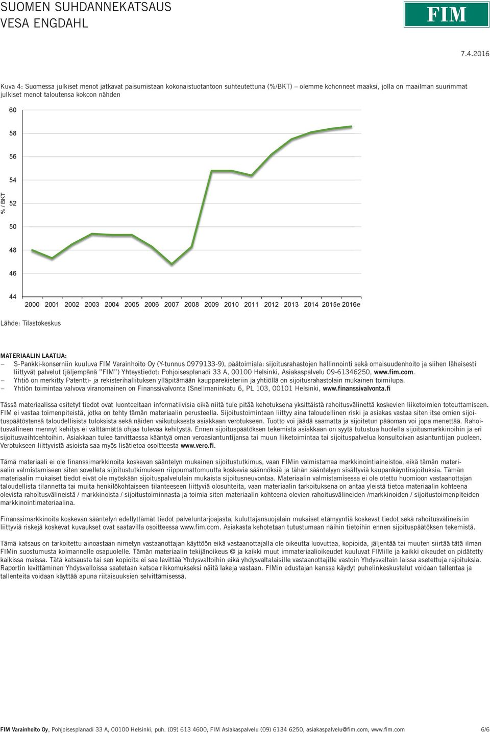 (Y-tunnus 0979133-9), päätoimiala: sijoitusrahastojen hallinnointi sekä omaisuudenhoito ja siihen läheisesti liittyvät palvelut (jäljempänä FIM ) Yhteystiedot: Pohjoisesplanadi 33 A, 00100 Helsinki,