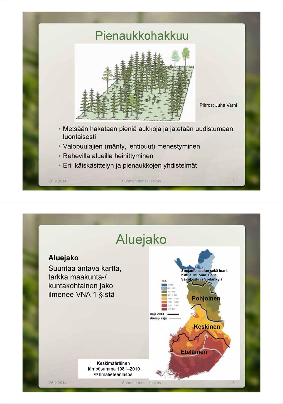 .2.2014 Suomen metsäkeskus 5 Aluejako Aluejako Suuntaa antava kartta, tarkka maakunta-/ kuntakohtainen jako ilmenee VNA 1 :stä