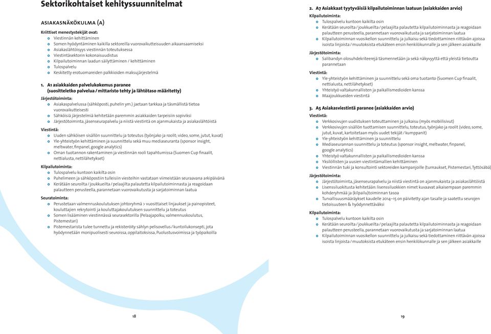 1. A1 asiakkaiden palvelukokemus paranee (suositteletko palvelua / mittaristo tehty ja lähtötaso määritetty) Asiakaspalvelussa (sähköposti, puhelin ym.