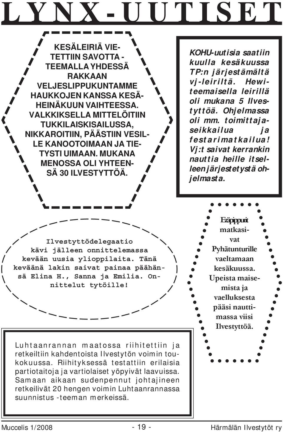 KOHU-uutisia saatiin kuulla kesäkuussa TP:n järjestämältä vj-leiriltä. Hewiteemaisella leirillä oli mukana 5 Ilvestyttöä. Ohjelmassa oli mm. toimittajaseikkailua ja festarimatkailua!