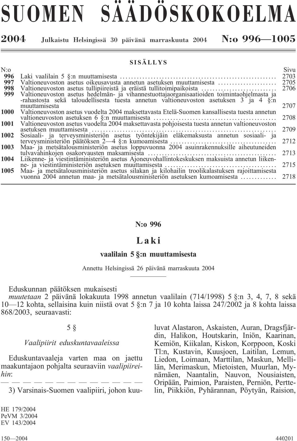 .. 2706 999 Valtioneuvoston asetus hedelmän- ja vihannestuottajaorganisaatioiden toimintaohjelmasta ja -rahastosta sekä taloudellisesta tuesta annetun valtioneuvoston asetuksen 3 ja 4 :n