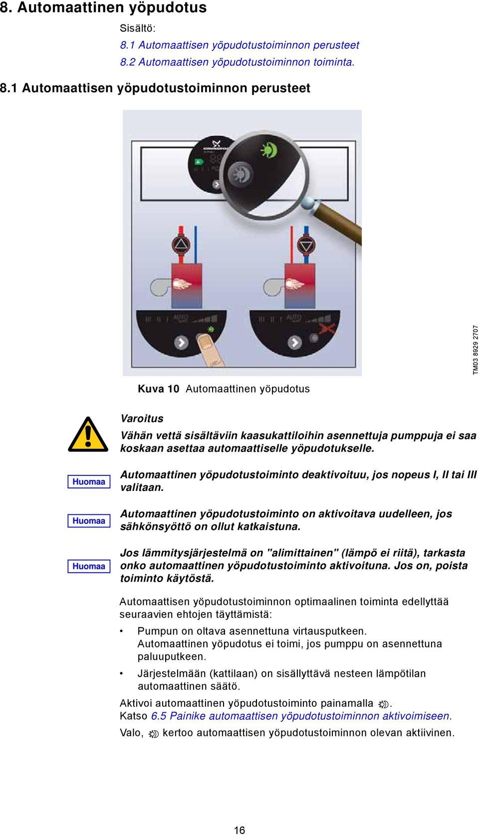 2 Automaattisen yöpudotustoiminnon toiminta. 8.