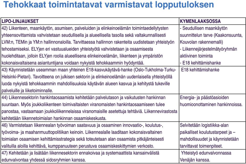 l ill Tarvittaessa hallinnon rakenteita uudistetaan t yhteistyön t Kouvolan rakennemalli) tehostamiseksi.