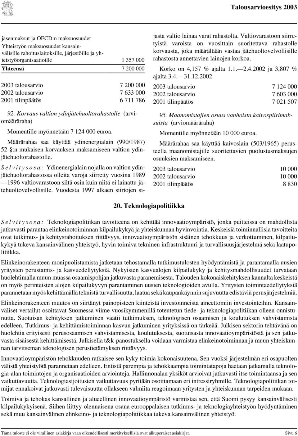 Määrärahaa saa käyttää ydinenergialain (990/1987) 52 :n mukaisen korvauksen maksamiseen valtion ydinjätehuoltorahastolle.