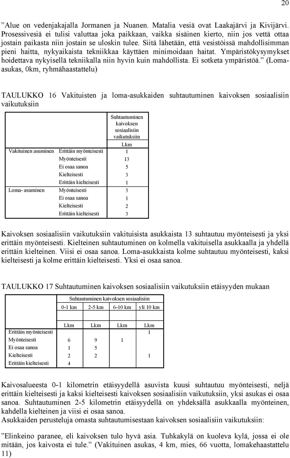 Siitä lähetään, että vesistöissä mahdollisimman pieni haitta, nykyaikaista tekniikkaa käyttäen minimoidaan haitat. Ympäristökysymykset hoidettava nykyisellä tekniikalla niin hyvin kuin mahdollista.