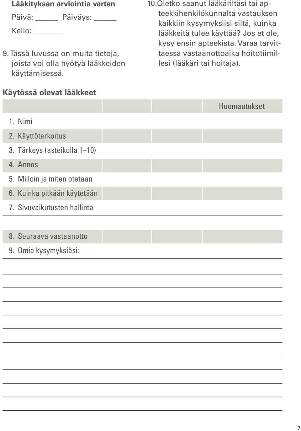 Sivuvaikutusten hallinta 10.