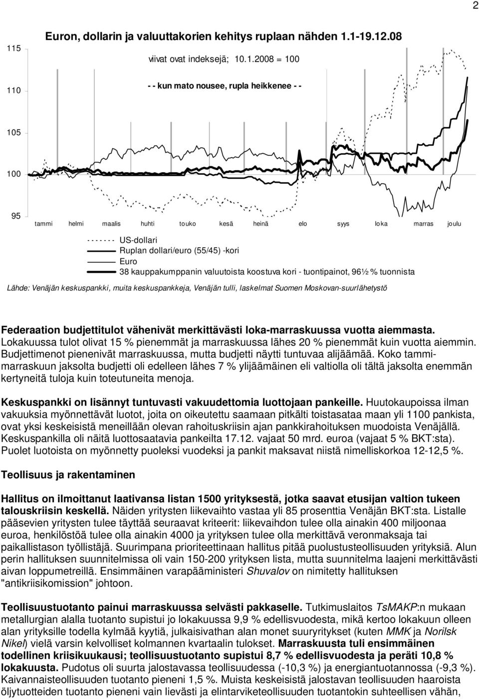 muita keskuspankkeja, Venäjän tulli, laskelmat Suomen Moskovan-suurlähetystö Federaation budjettitulot vähenivät merkittävästi loka-marraskuussa vuotta aiemmasta.