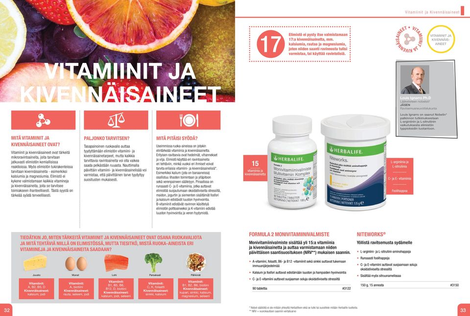 VITAMIINIT JA KIVENNÄIS- AINEET VITAMIINIT JA KIVENNÄISAINEET VITAMIINIT JA KIVENNÄISAINEET Louis Ignarro Ph.