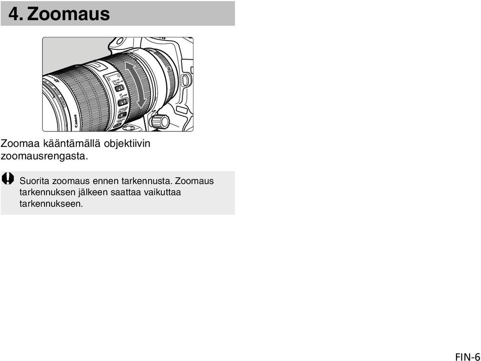 Suorita zoomaus ennen tarkennusta.