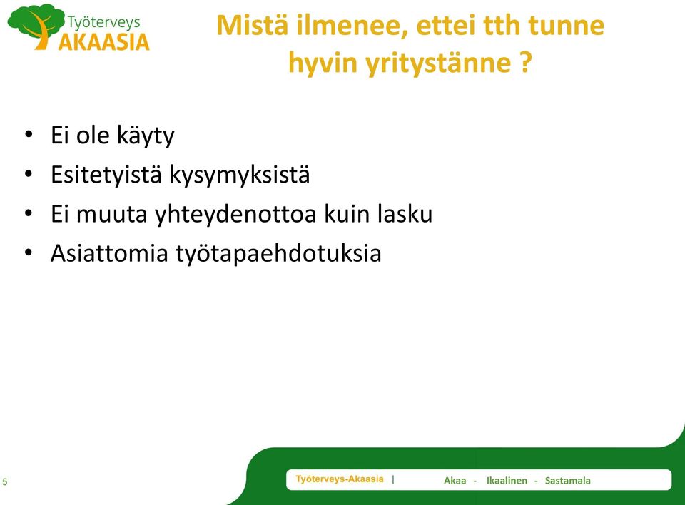 Ei ole käyty Esitetyistä kysymyksistä