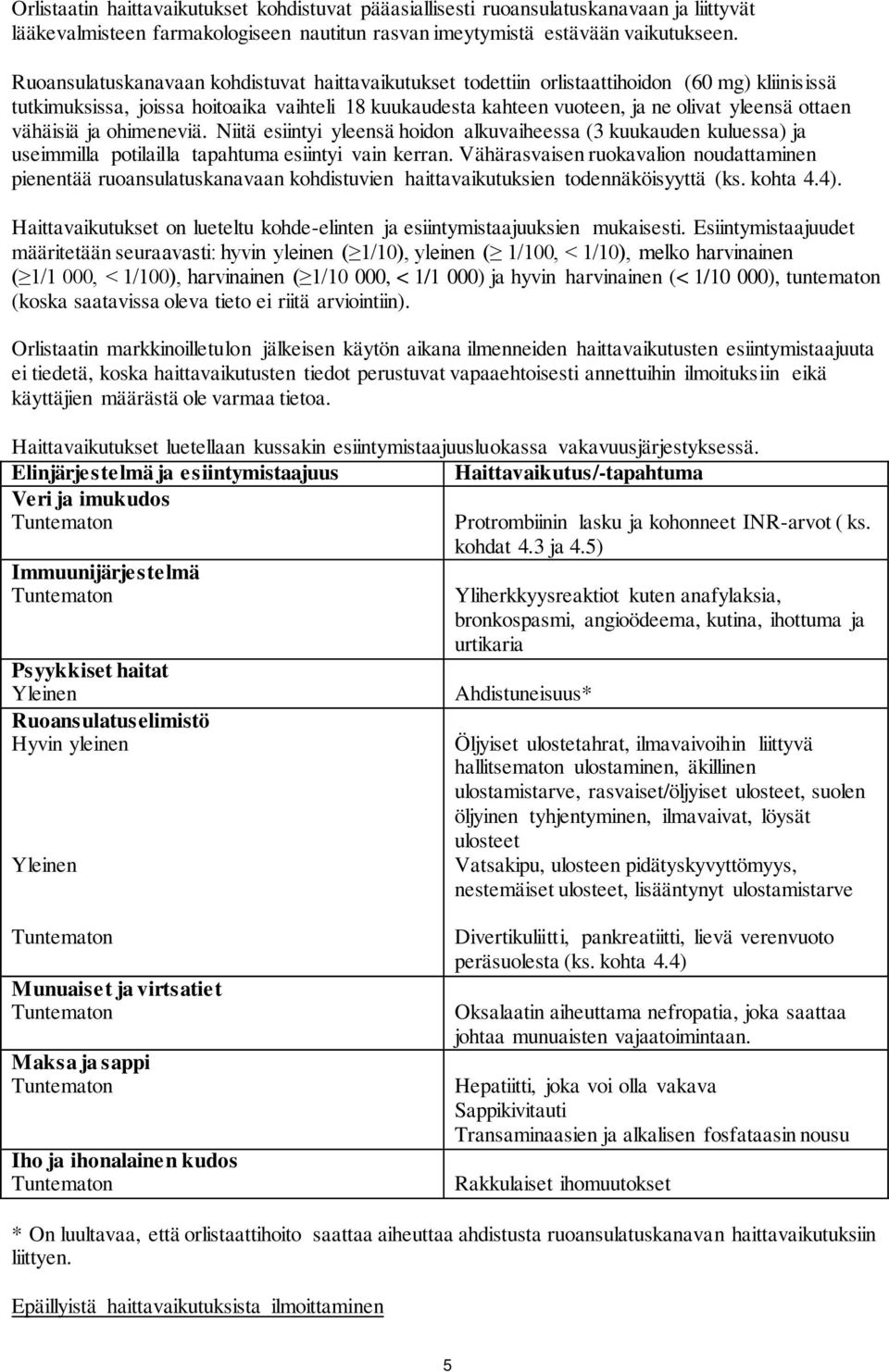 vähäisiä ja ohimeneviä. Niitä esiintyi yleensä hoidon alkuvaiheessa (3 kuukauden kuluessa) ja useimmilla potilailla tapahtuma esiintyi vain kerran.