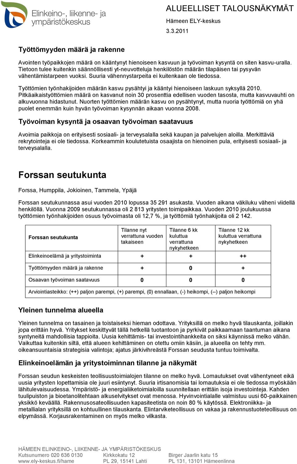 Työttömien työnhakijoiden määrän kasvu pysähtyi ja kääntyi hienoiseen laskuun syksyllä 2010.