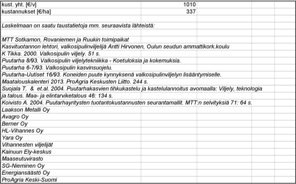 51 s. Puutarha 8/93. Valkosipulin viljelytekniikka - Koetuloksia ja kokemuksia. Puutarha 6-7/93. Valkosipulin kasvinsuojelu. Puutarha-Uutiset 16/93.