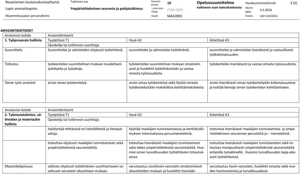 työskentelee suunnitelman mukaan omatoimisesti ja huolehtii työtehtävistään ja vastaa omasta työosuudesta. työskentelee itsenäisesti ja vastaa omasta työosuudesta.