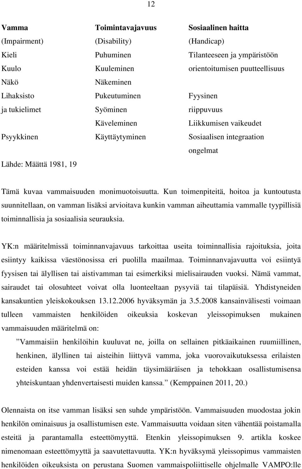 monimuotoisuutta. Kun toimenpiteitä, hoitoa ja kuntoutusta suunnitellaan, on vamman lisäksi arvioitava kunkin vamman aiheuttamia vammalle tyypillisiä toiminnallisia ja sosiaalisia seurauksia.