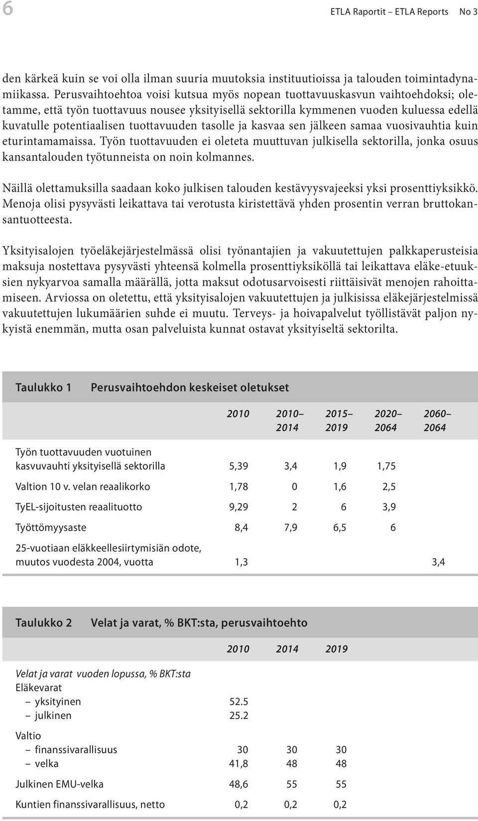 tuottavuuden tasolle ja kasvaa sen jälkeen samaa vuosivauhtia kuin eturintamamaissa.