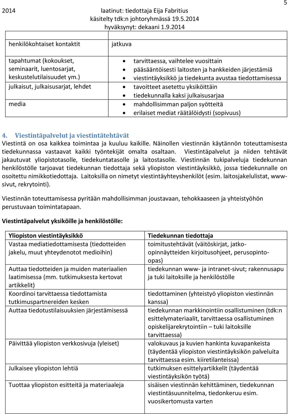 erilaiset mediat räätälöidysti (sopivuus) 4. Viestintäpalvelut ja viestintätehtävät Viestintä on osa kaikkea toimintaa ja kuuluu kaikille.