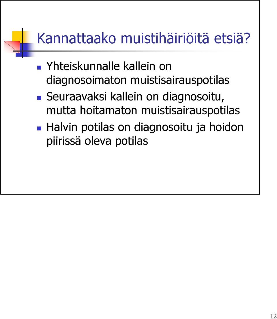 muistisairauspotilas Seuraavaksi kallein on diagnosoitu,