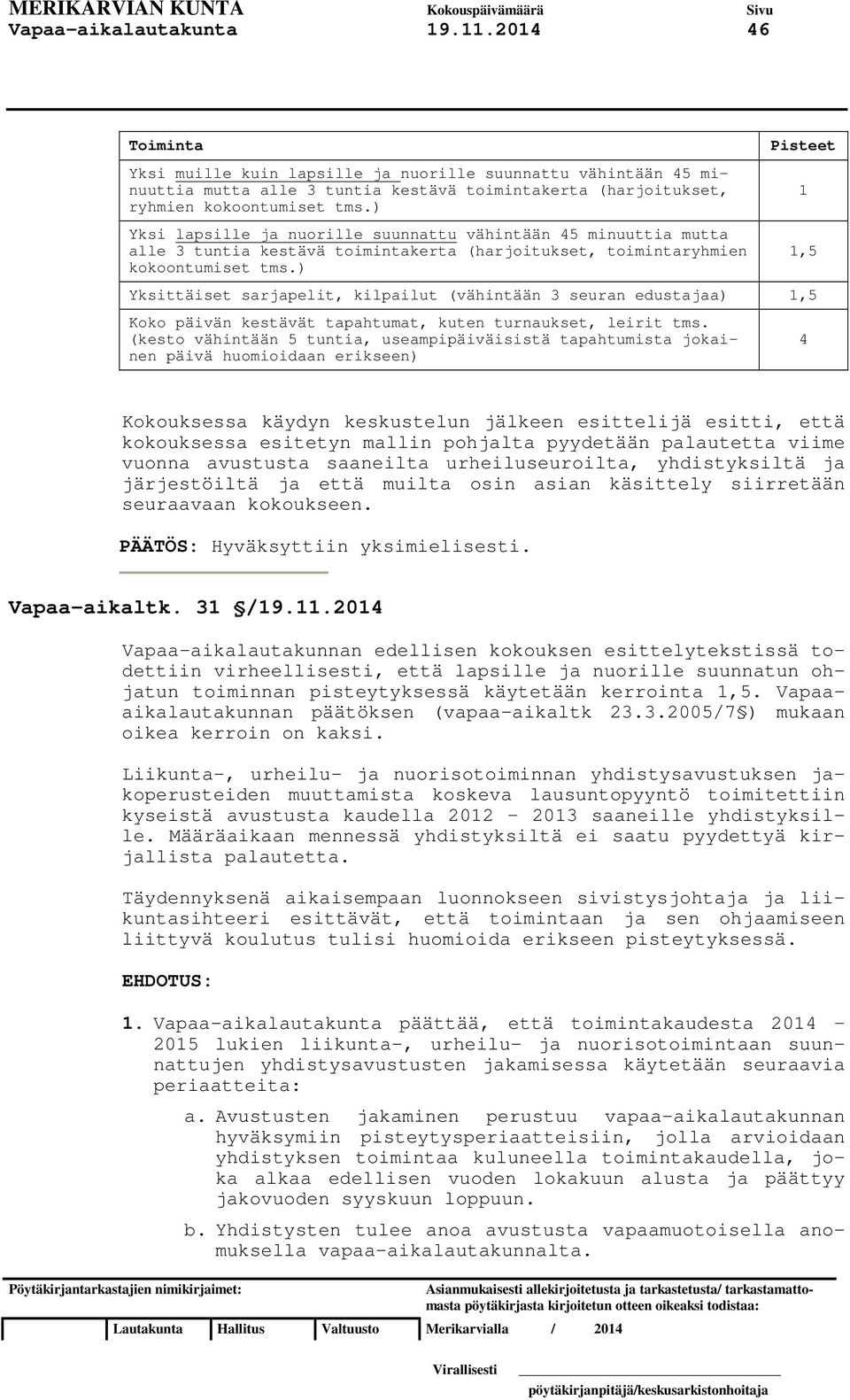 ) Pisteet 1 1,5 Yksittäiset sarjapelit, kilpailut (vähintään 3 seuran edustajaa) 1,5 Koko päivän kestävät tapahtumat, kuten turnaukset, leirit tms.