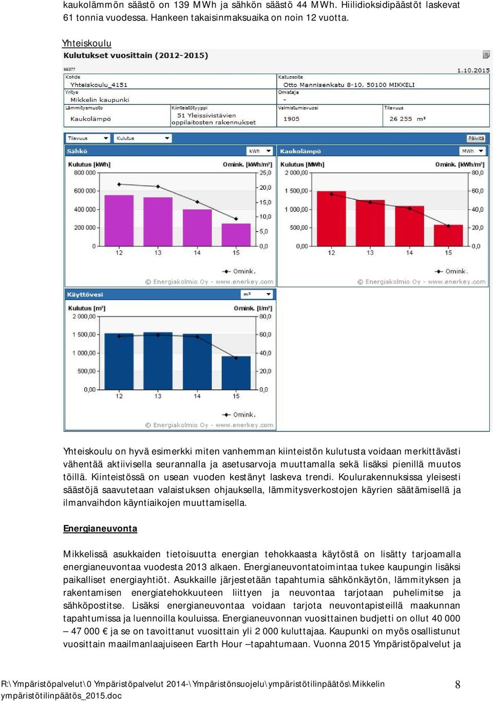 Kiinteistössä on usean vuoden kestänyt laskeva trendi.