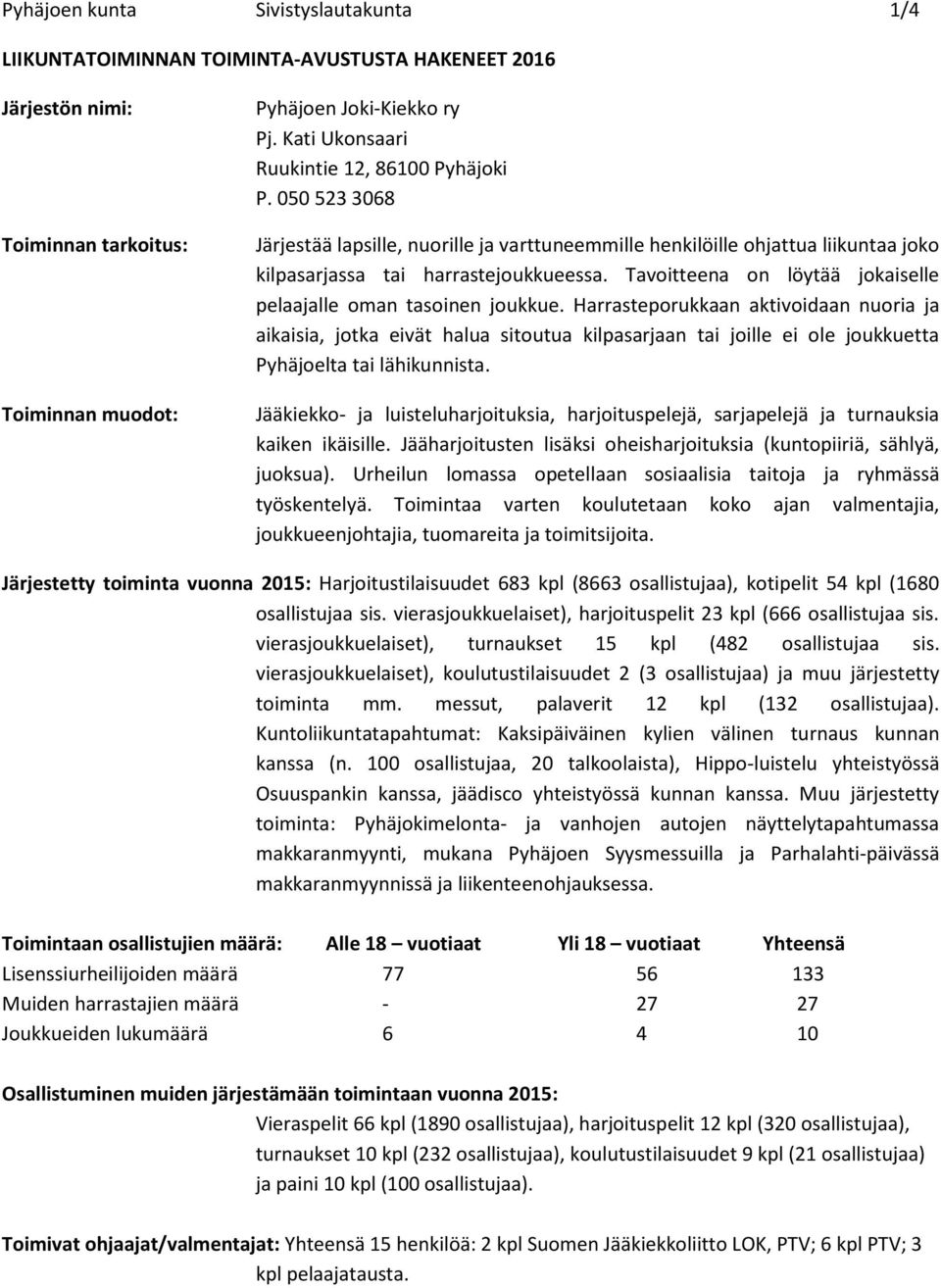 Tavoitteena on löytää jokaiselle pelaajalle oman tasoinen joukkue.