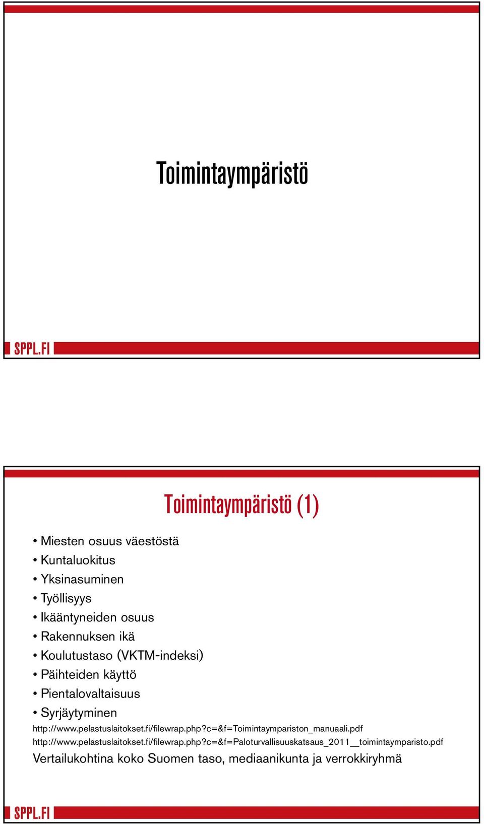 pelastuslaitokset.fi/filewrap.php?c=&f=toimintaympariston_manuaali.pdf http://www.pelastuslaitokset.fi/filewrap.php?c=&f=paloturvallisuuskatsaus_2011 toimintaymparisto.