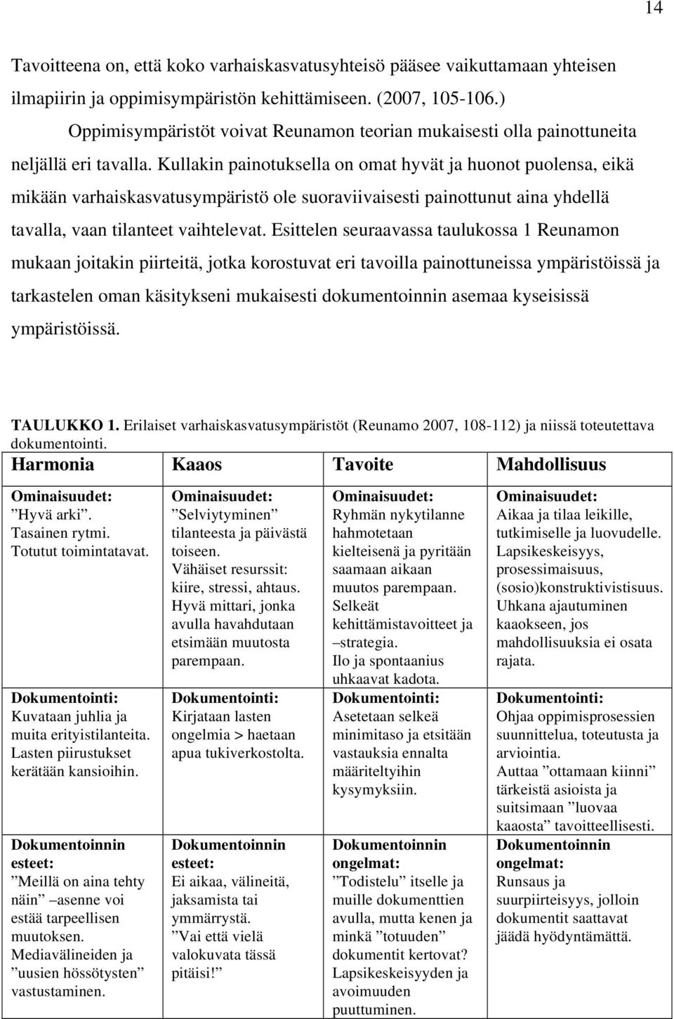 Kullakin painotuksella on omat hyvät ja huonot puolensa, eikä mikään varhaiskasvatusympäristö ole suoraviivaisesti painottunut aina yhdellä tavalla, vaan tilanteet vaihtelevat.