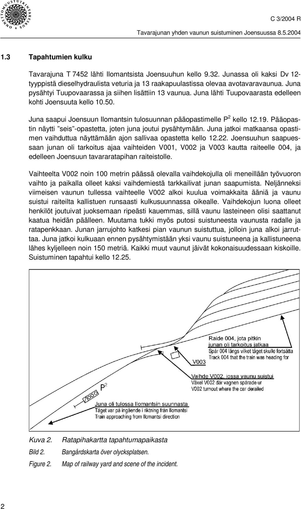 Pääopastin näytti seis -opastetta, joten juna joutui pysähtymään. Juna jatkoi matkaansa opastimen vaihduttua näyttämään ajon sallivaa opastetta kello 12.22.