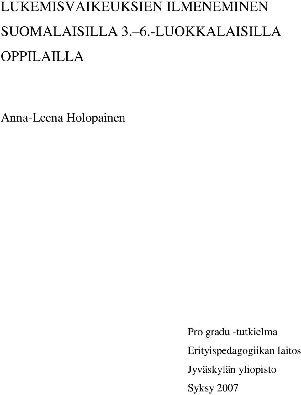 Holopainen Pro gradu -tutkielma