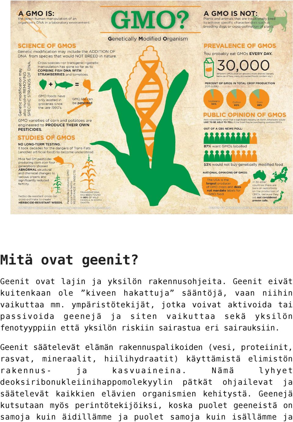 Geenit säätelevät elämän rakennuspalikoiden (vesi, proteiinit, rasvat, mineraalit, hiilihydraatit) käyttämistä elimistön rakennus- ja kasvuaineina.