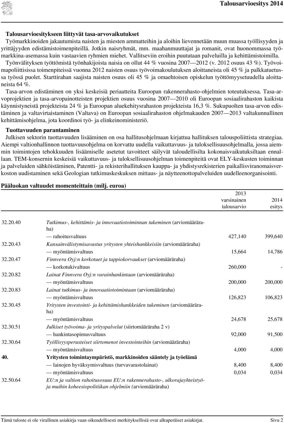 Vallitseviin eroihin puututaan palveluilla ja kehittämistoimilla. Työnvälityksen työttömistä työnhakijoista naisia on ollut 44 % vuosina 2007 (v. osuus 43 %).