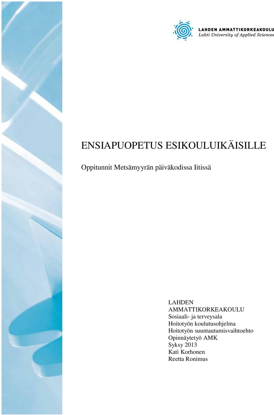 terveysala Hoitotyön koulutusohjelma Hoitotyön