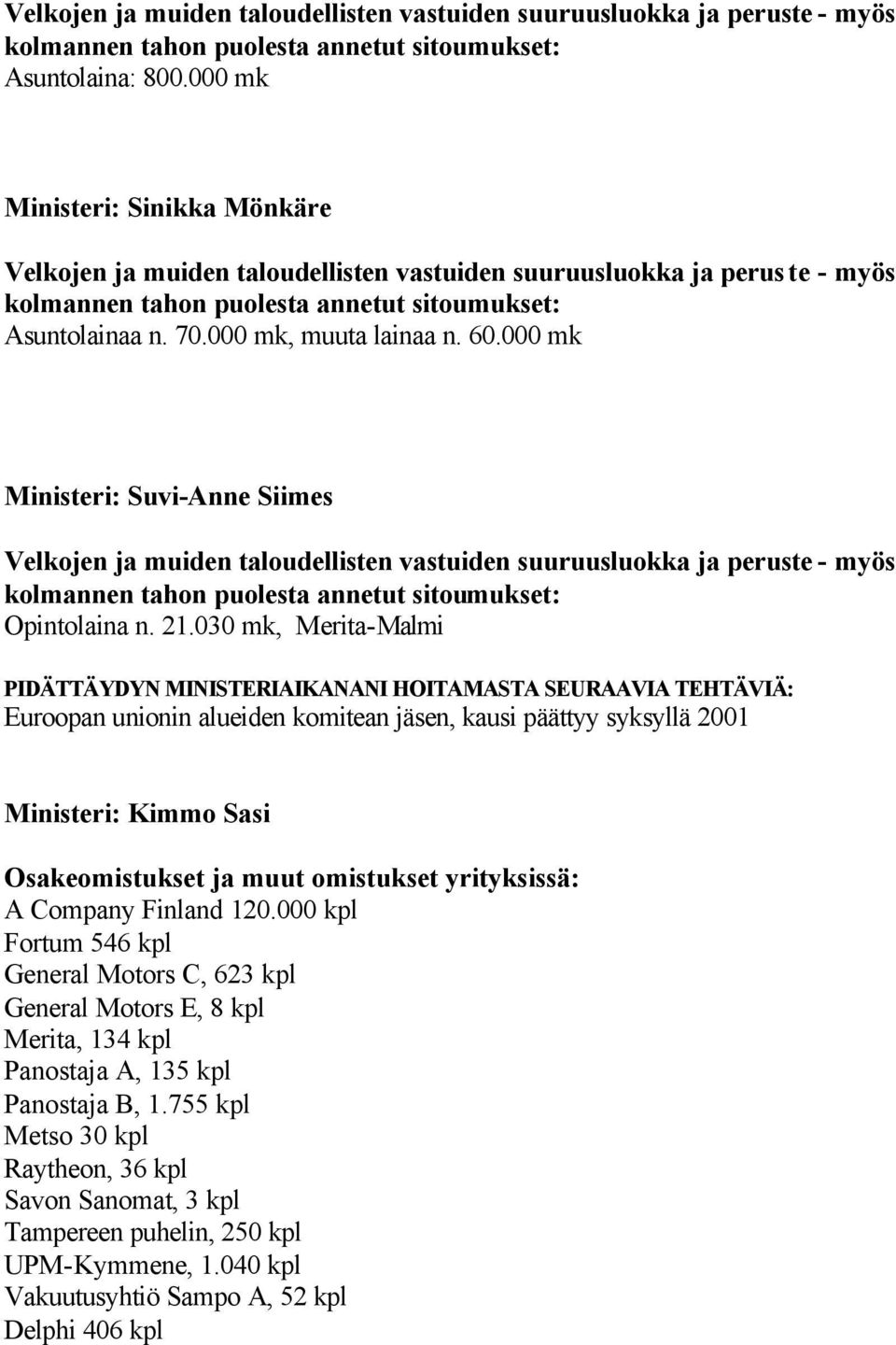 Ministeri: Kimmo Sasi A Company Finland 120.