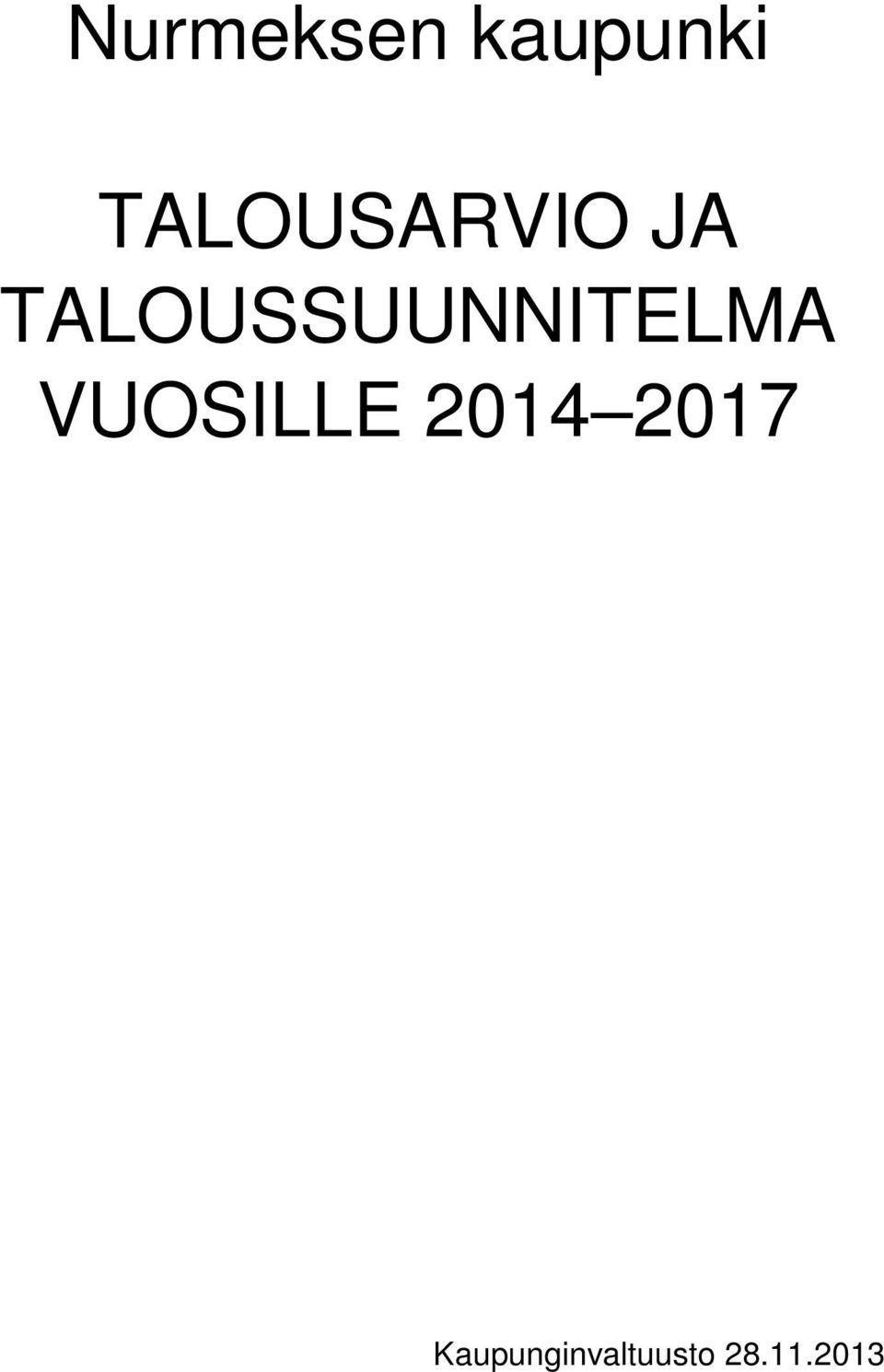 TALOUSSUUNNITELMA