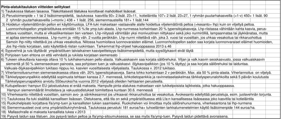 90 2 ryhmän puutarhakasveilla (=moniv.) 438 + 1 lisät. 256, siemenmausteilla 181+ 1 lisät.144 3) Hoidetun viljelemättömän pellon eri käyttömuotoja.