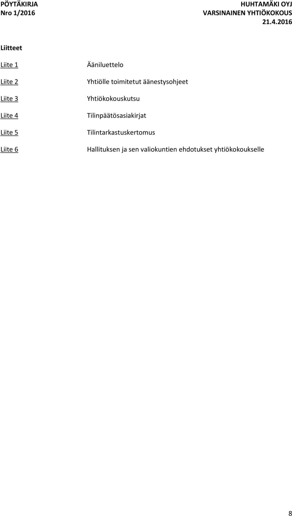 Yhtiökokouskutsu Tilinpäätösasiakirjat