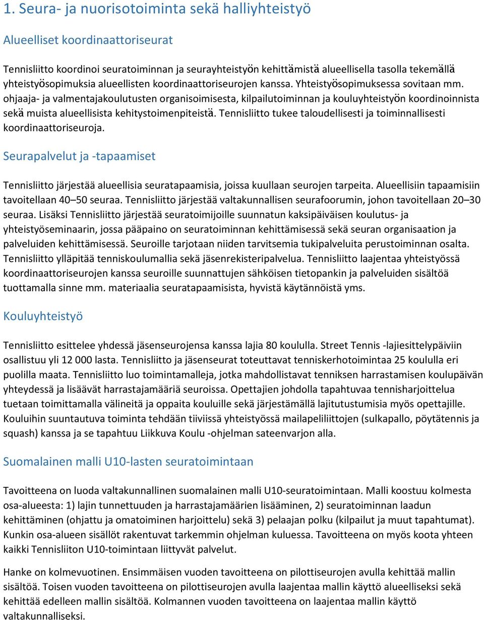 ohjaaja- ja valmentajakoulutusten organisoimisesta, kilpailutoiminnan ja kouluyhteistyön koordinoinnista sekä muista alueellisista kehitystoimenpiteistä.