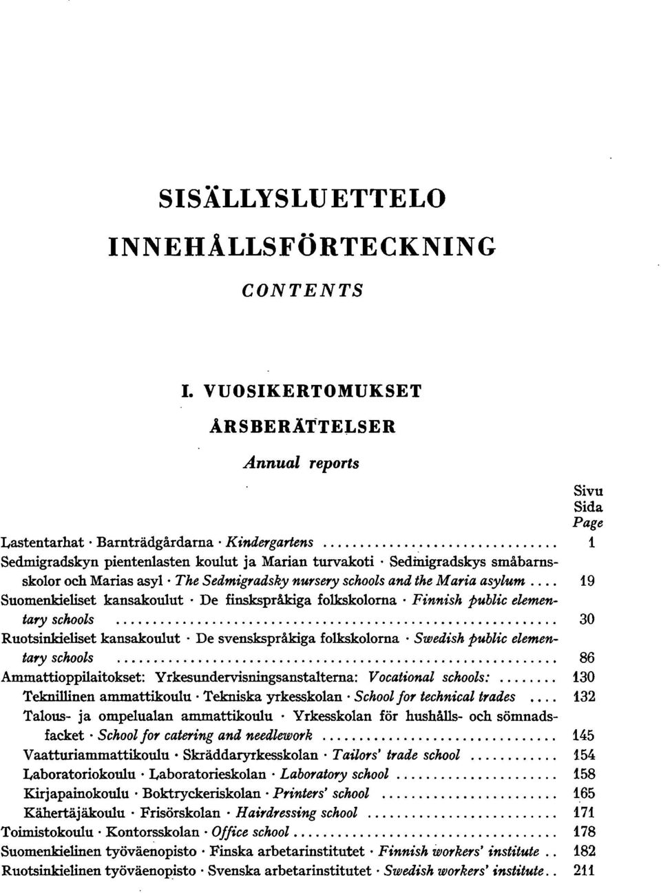 ... 9 Suomenkieliset kansakoulut De finskspråkiga folkskoloma. Finnish pubuc elementa,y schools............................................................ 0 Ruotsinkieliset kansakoulut.