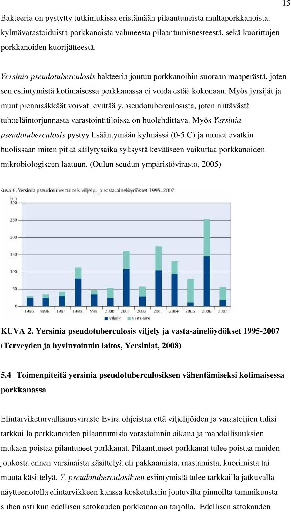 Myös jyrsijät ja muut piennisäkkäät voivat levittää y.pseudotuberculosista, joten riittävästä tuhoeläintorjunnasta varastointitiloissa on huolehdittava.