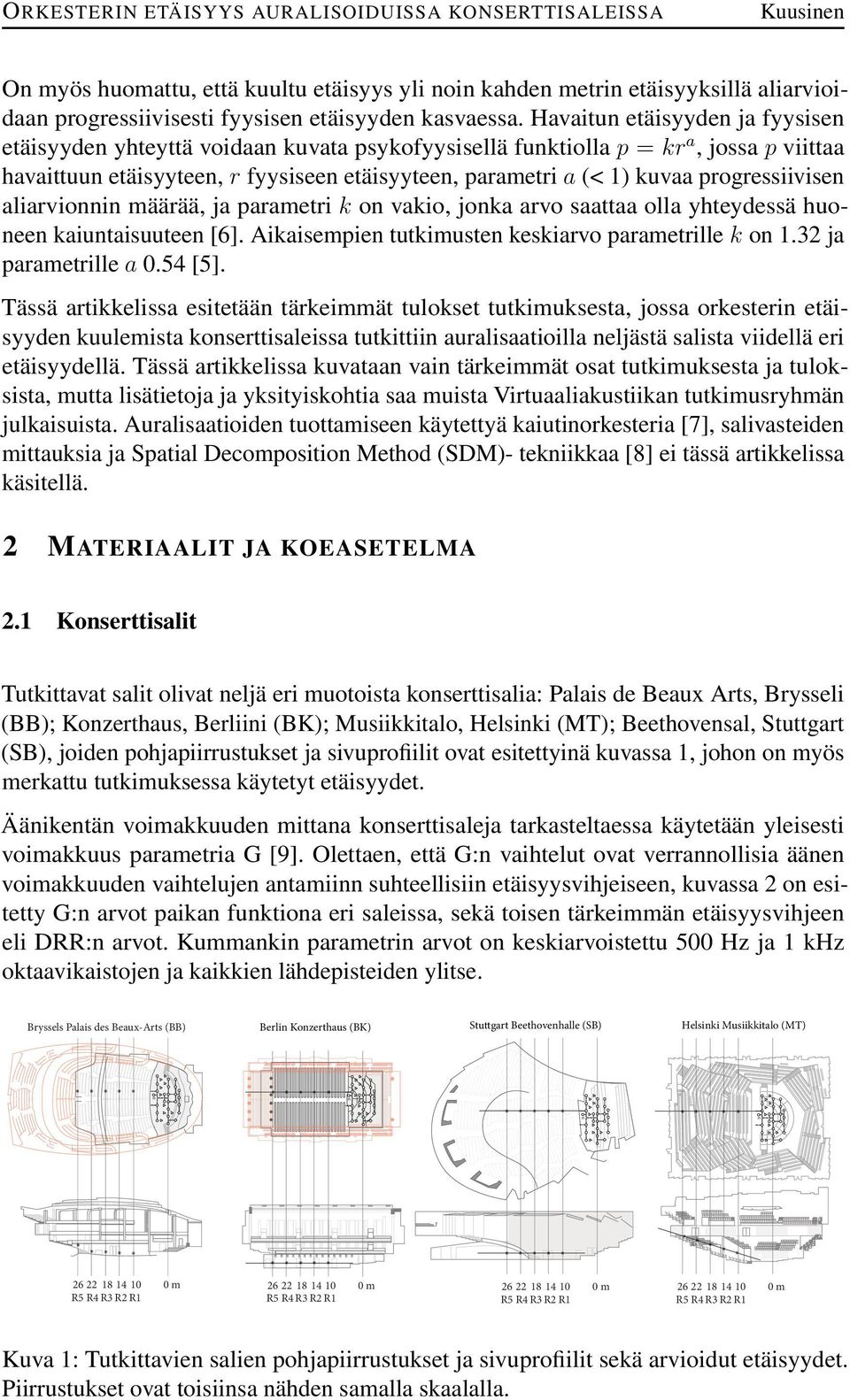 progressiivisen aliarvionnin määrää, ja parametri k on vakio, jonka arvo saattaa olla yhteydessä huoneen kaiuntaisuuteen [6]. Aikaisempien tutkimusten keskiarvo parametrille k on 1.