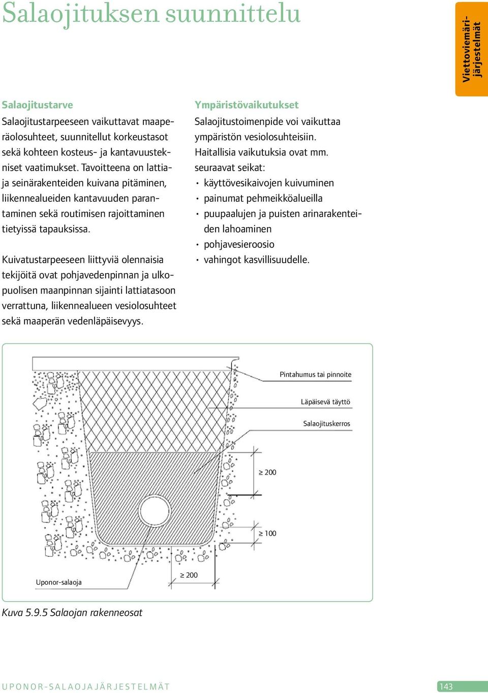 Kuivatustarpeeseen liittyviä olennaisia tekijöitä ovat pohjavedenpinnan ja ulkopuolisen maanpinnan sijainti lattiatasoon verrattuna, liikennealueen vesiolosuhteet sekä maaperän vedenläpäisevyys.