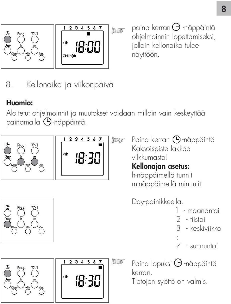 Paina kerran -näppäintä Kaksoispiste lakkaa vilkkumasta!