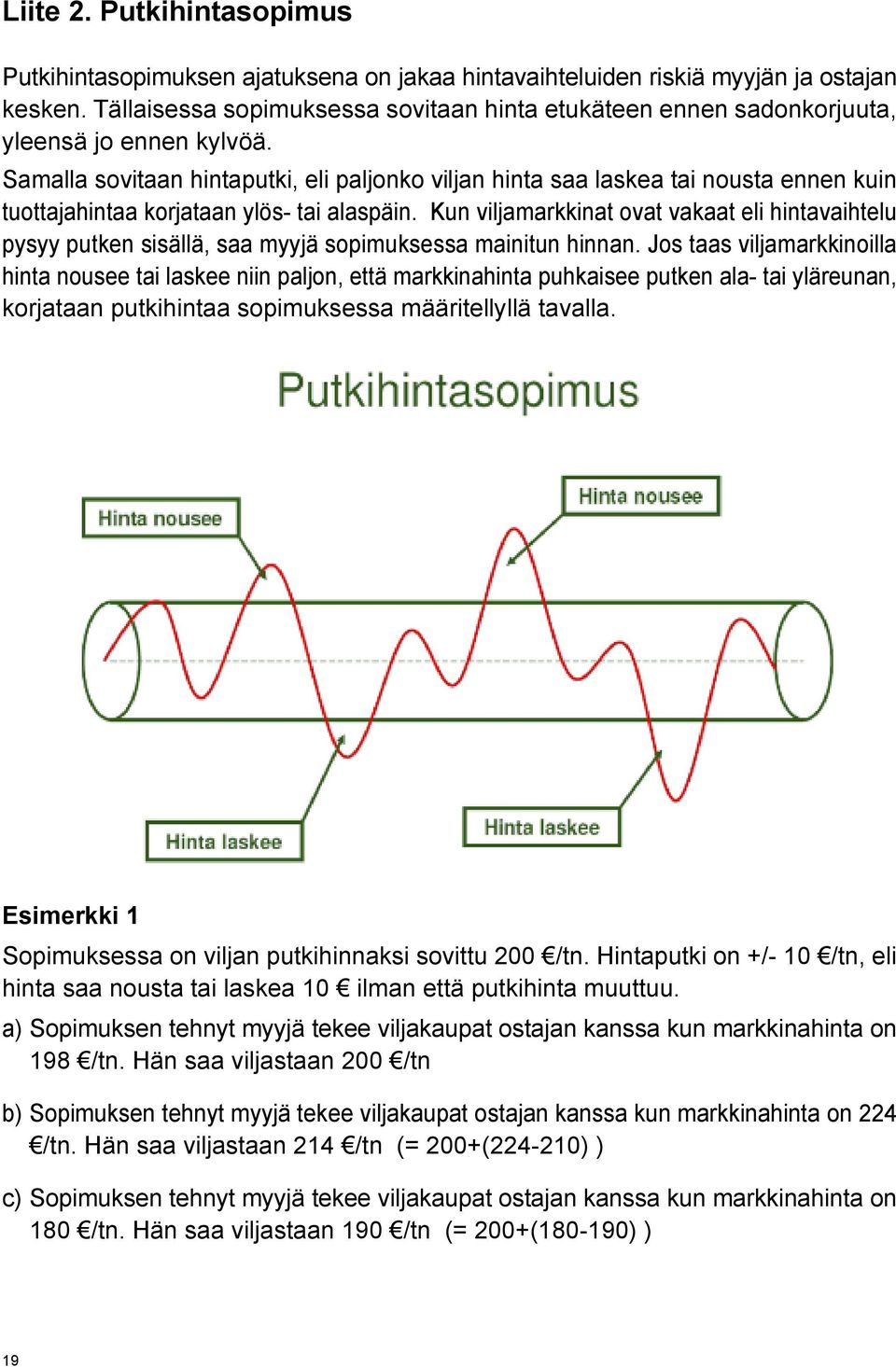 Samalla sovitaan hintaputki, eli paljonko viljan hinta saa laskea tai nousta ennen kuin tuottajahintaa korjataan ylös- tai alaspäin.