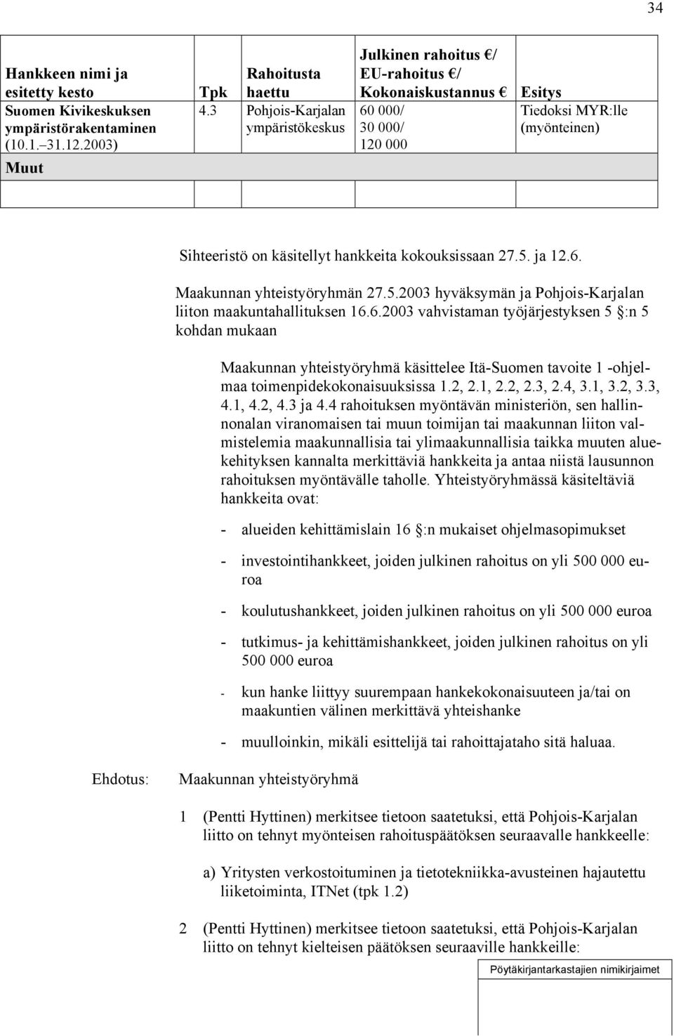 5.2003 hyväksymän ja Pohjois-Karjalan liiton maakuntahallituksen 16.