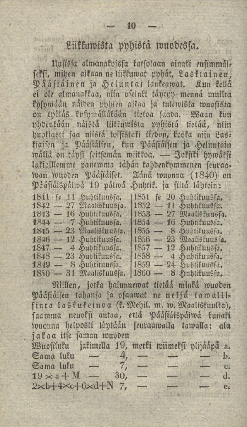 Waan kun yhdenkään naista liikkumista pyhistä tietää, niin huokiasti saa niistä toisistccki tiedon, koska niin Laskiaisen ja Pääsiäisen, kun Pääsiäisen ja Heluntain waliä on täysi - seitsemän miikkoa.
