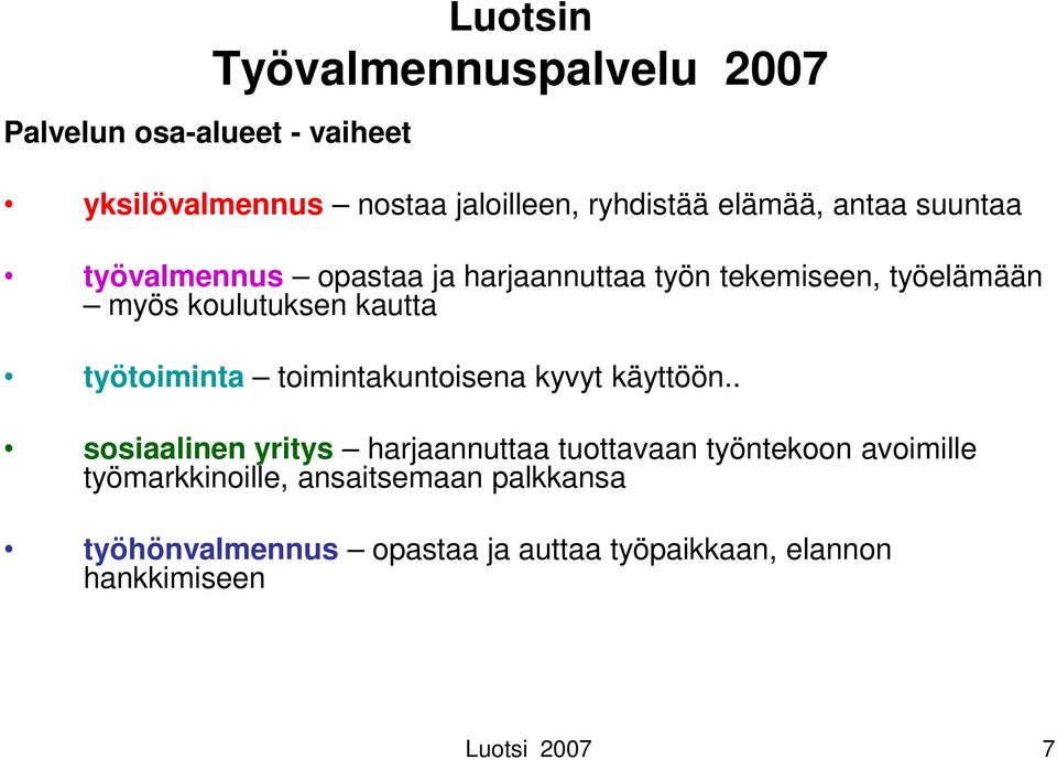 työtoiminta toimintakuntoisena kyvyt käyttöön.