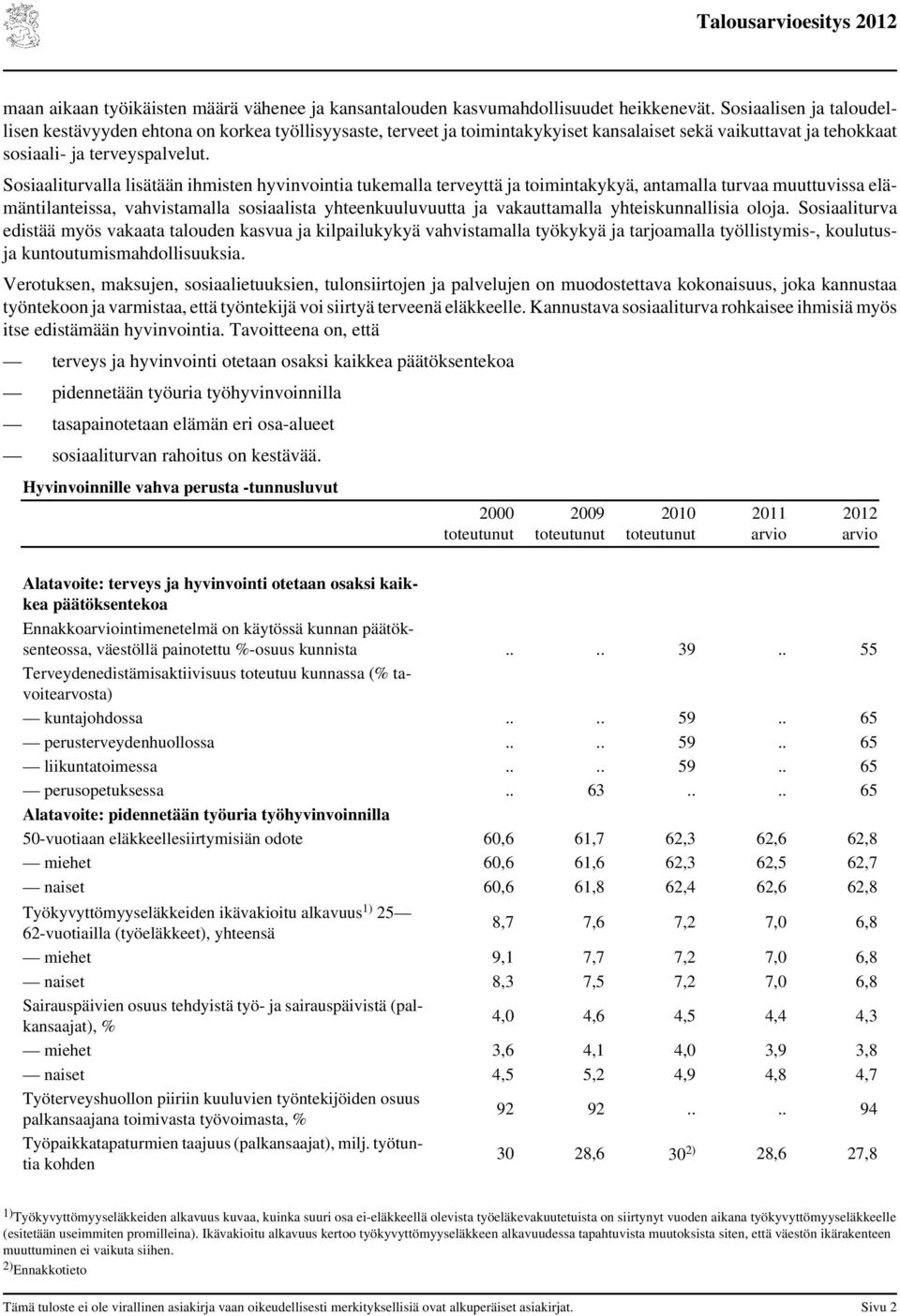 Sosiaaliturvalla lisätään ihmisten hyvinvointia tukemalla terveyttä ja toimintakykyä, antamalla turvaa muuttuvissa elämäntilanteissa, vahvistamalla sosiaalista yhteenkuuluvuutta ja vakauttamalla