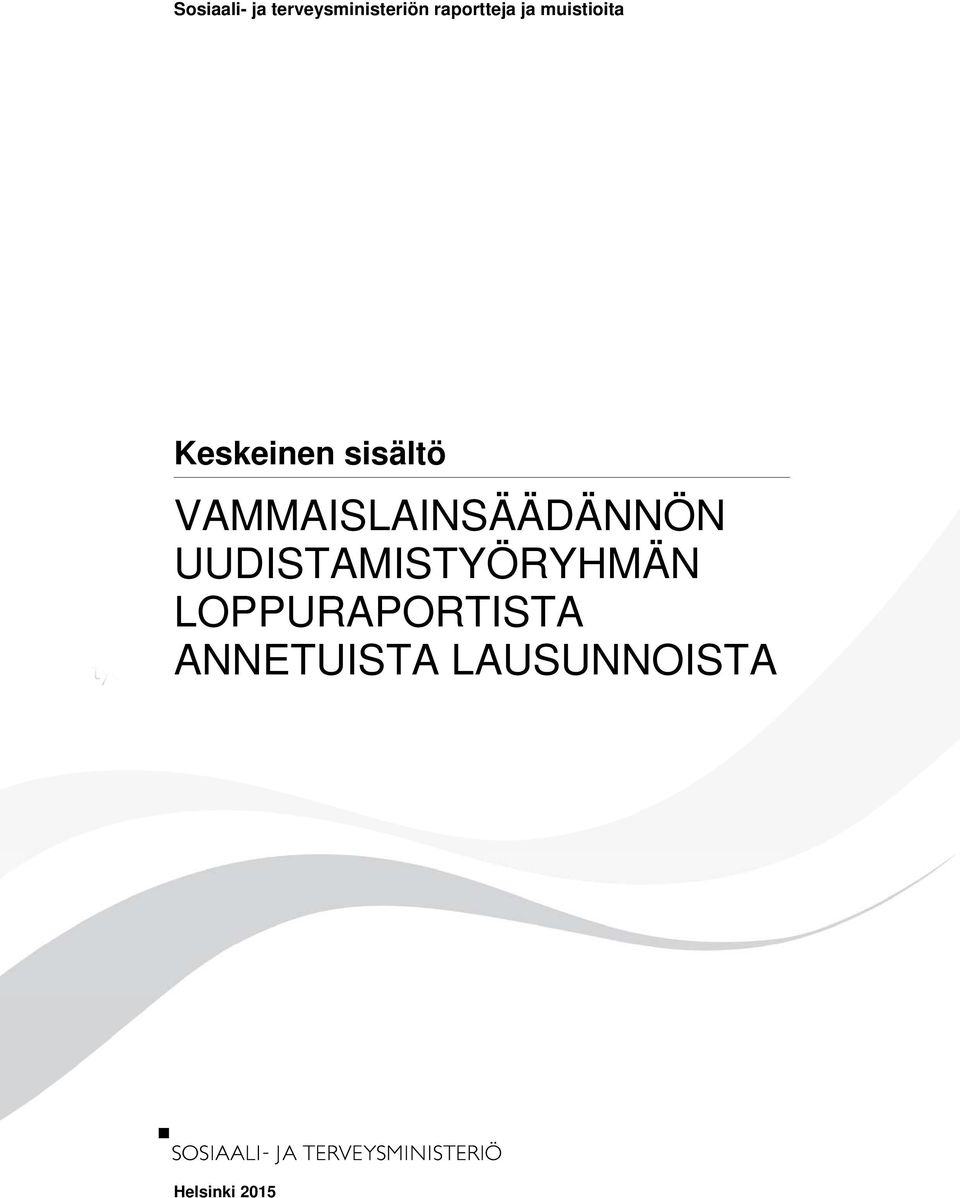 VAMMAISLAINSÄÄDÄNNÖN UUDISTAMISTYÖRYHMÄN